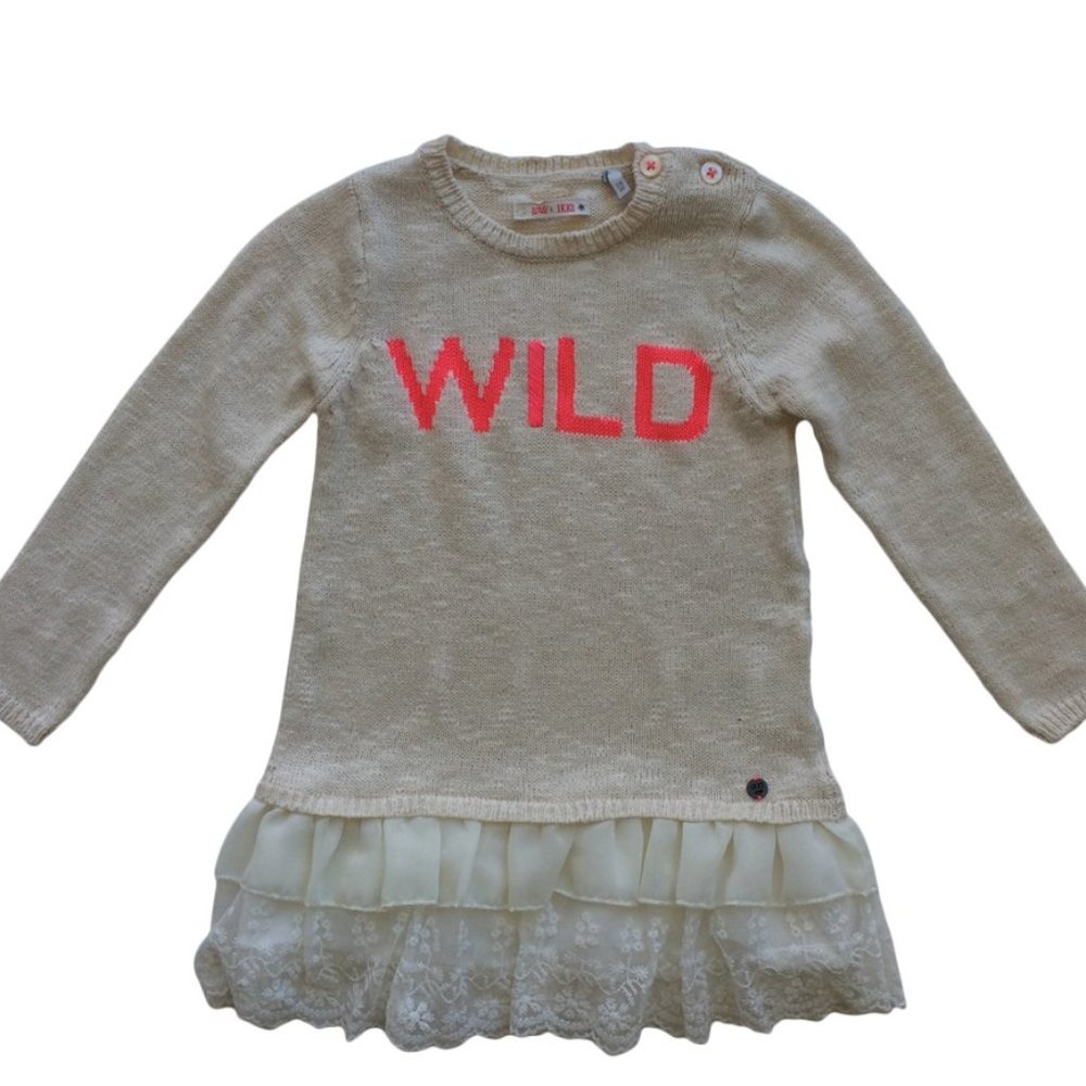 IKKS Girls Knit Sweater Dress Cream